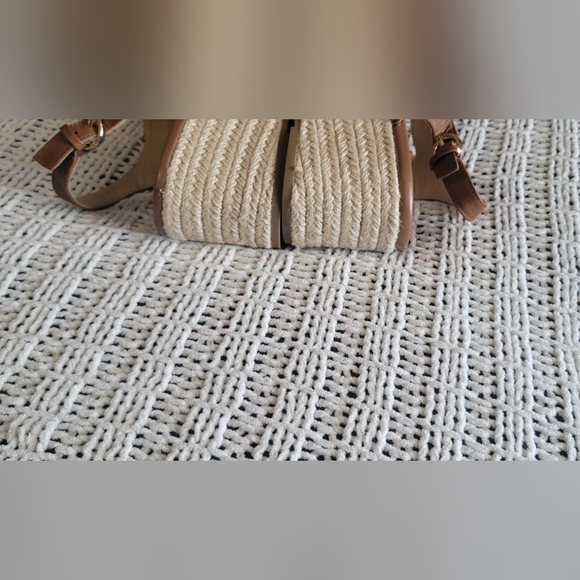 Michael Kors Laney Leather Espadrille Wedge Sandal Size 8.5 - Picture 5 of 11